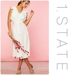 1. State Ruffle Tie Waist Midi Dress